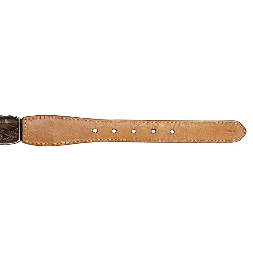 Brighton Vintage 1996 Womens Braided Leather Western Concho Belt Brown Size M
